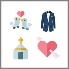 4 silhouette icon. Vector illustration silhouette set. church and blue costume icons for silhouette works