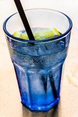 Lemonade in blue cup
