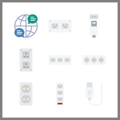 9 connect icon. Vector illustration connect set. internet and usb cable icons for connect works