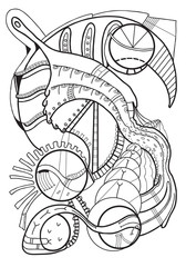 ПечатьAbstraction. Line Art. Technical images. Coloring antistress for adults.