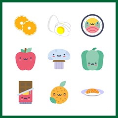 9 slice icon. Vector illustration slice set. sushi and boiled egg icons for slice works