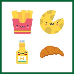 Fototapeta premium 4 french icon. Vector illustration french set. mustard and cheese icons for french works