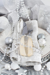 Silver Christmas Table Setting