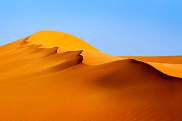Fototapeta na wymiar Big beautiful orange dune under the blue clear sky in the Namib desert Naukluft Park Sossusvlei, Namibia, South Africa