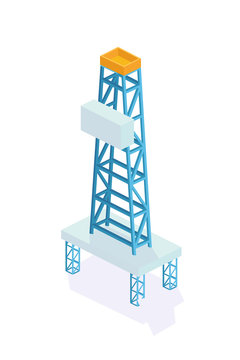 Oil derrick. Extraction and storage of minerals, drilling of wells.