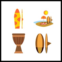 4 splash icon. Vector illustration splash set. beach and drum icons for splash works