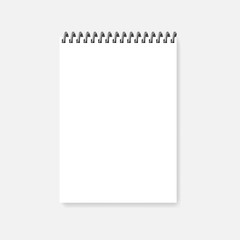 Top spiral blank notebook - white A4 diary, realistic vector mockup