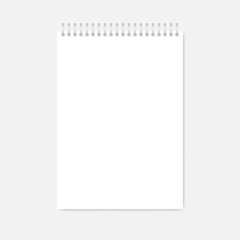 Light silver top wire spiral blank white A4 notebook, realistic mockup