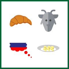 4 brown icon. Vector illustration brown set. goat and croissant icons for brown works