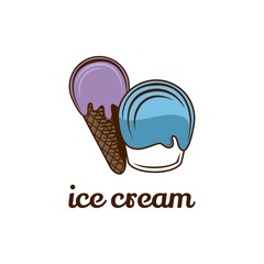 Vintage cartoon cone ice cream design logo vector eps format