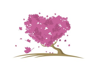 Realistic love maple tree vector eps format