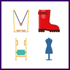 4 park icon. Vector illustration park set. amusement park and shopping tolls icons for park works