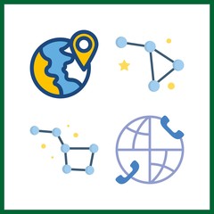 4 map icon. Vector illustration map set. planet earth and worldwide icons for map works