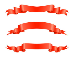set of blank red ribbons