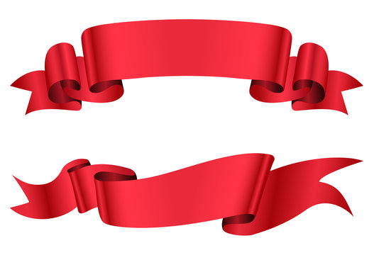 Vector red ribbon banners