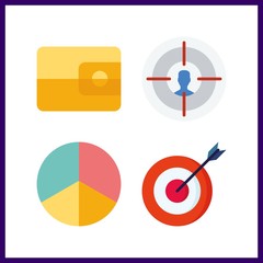 4 market icon. Vector illustration market set. targeting and wallet icons for market works