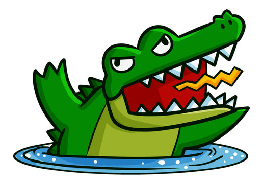 Cute and funny alligator get very mad - vector