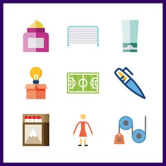 9 ball icon. Vector illustration ball set. physics and goalkeeper icons for ball works