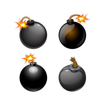 Set of vector illustration of a bomb