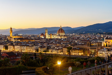 Fototapeta na wymiar View of Florence from Piazzale Michelangelo at sunset. Italy