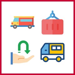 4 shipment icon. Vector illustration shipment set. container and receive icons for shipment works