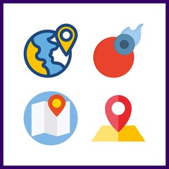 4 geography icon. Vector illustration geography set. planet earth and maps and flags icons for geography works