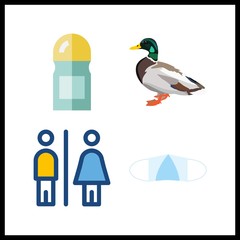 4 hygiene icon. Vector illustration hygiene set. duck and medical mask icons for hygiene works