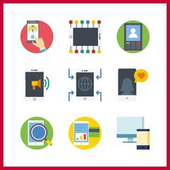 9 telephone icon. Vector illustration telephone set. smartphone and device icons for telephone works