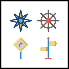 4 direction icon. Vector illustration direction set. rudder and road sign icons for direction works