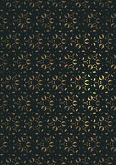 A dark background with a golden floral ornament on a black background