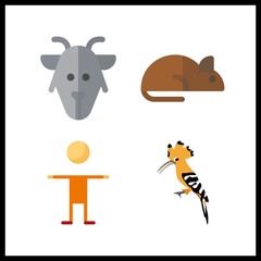 4 funny icon. Vector illustration funny set. animal and rat icons for funny works