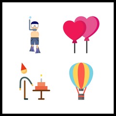 4 balloon icon. Vector illustration balloon set. balloons and hot air balloon icons for balloon works