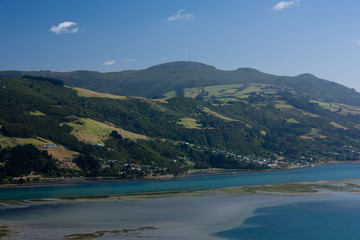 A view from the Otago Peninsula across the sea near Dunedin in the South Island in New Zealand