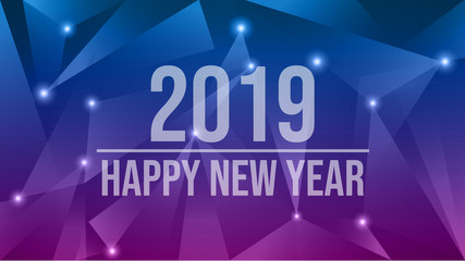 Happy New Year 2019. Abstract futuristic new year eve 2019 vector background