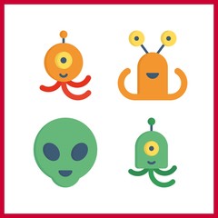 4 character icon. Vector illustration character set. alien icons for character works