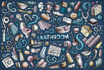 Cartoon set of Bathroom objects and symbols