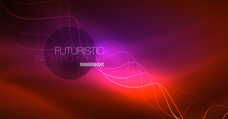 Neon lines wave background. Abstract composition