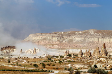 Photo of the beautiful sunny landscape of the mountains of Cappadocia in Turkey