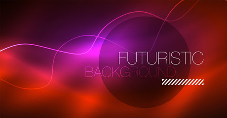 Neon lines wave background. Abstract composition