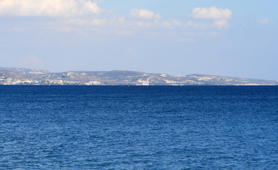 Panoramic view of the Mediterranean sea and the Limassol coastline in November