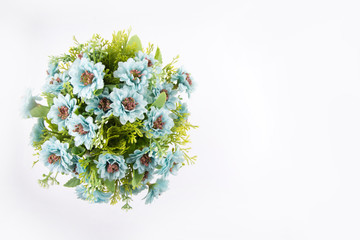 Artificial flower bouquet decoration, copy space background