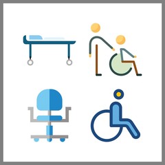 4 handicapped icon. Vector illustration handicapped set. wheel chair and wheelchair icons for handicapped works