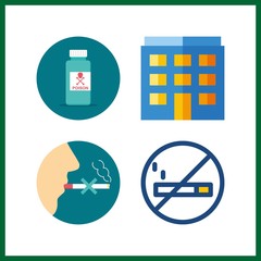 4 risk icon. Vector illustration risk set. property and no smoking icons for risk works