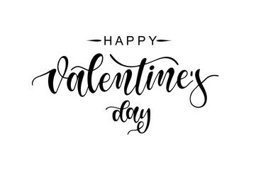 Hand drawn elegant modern brush lettering of Happy Valentines Day isolated on white background. Vector illustration. 