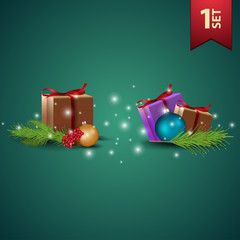 Set of realistic Christmas icons