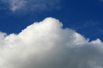 White clouds in the bright blue sky
