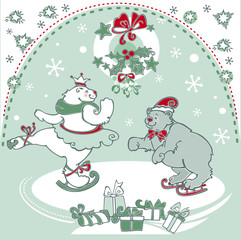 christmas card with polar bear