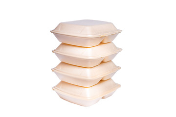 Set of food, box, styrofoam