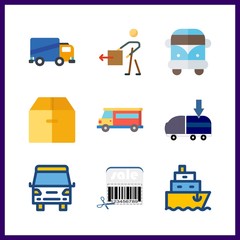 Fototapeta na wymiar 9 shipping icon. Vector illustration shipping set. freight forwarding and barcode icons for shipping works
