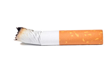 The only cigarette burn isolated at the white background
